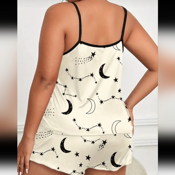 Moon & Star Print Smooth Cami Top & Shorts (2pc) NIP - Picture 2 of 5
